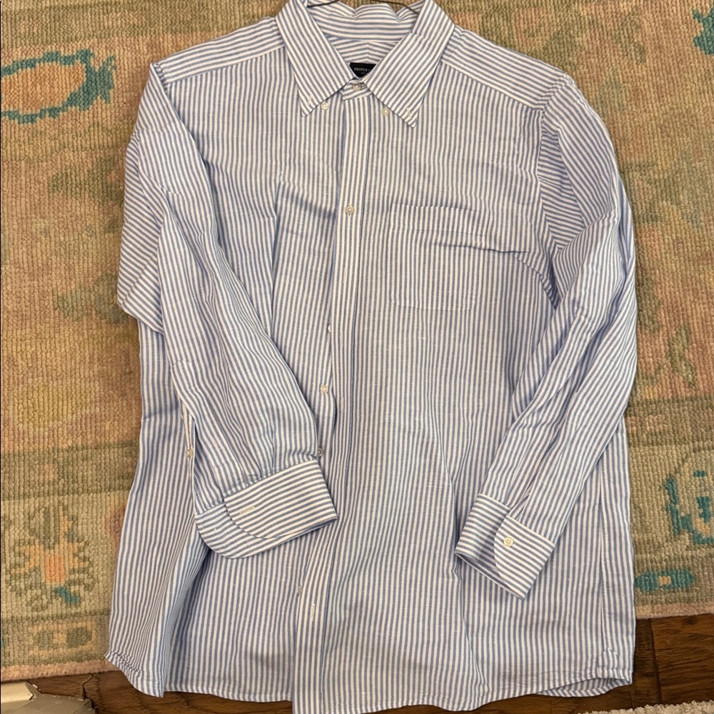 Blue Striped Men's Casual Button Down Shirt